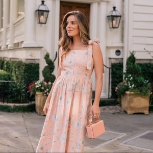 Anthropologie Peach Floral Dress